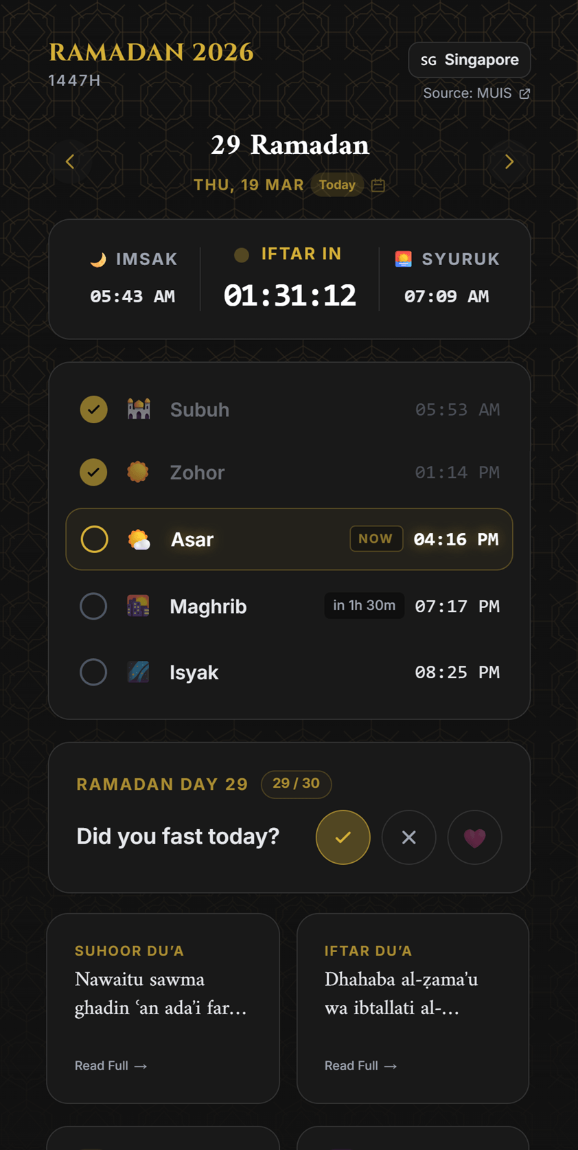 Ramadan Companion app screenshot